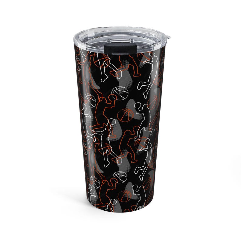 Back To Schol stainless steel body,Basketball Silhouette Thumbler Sports Travel Cup 20oz image 2