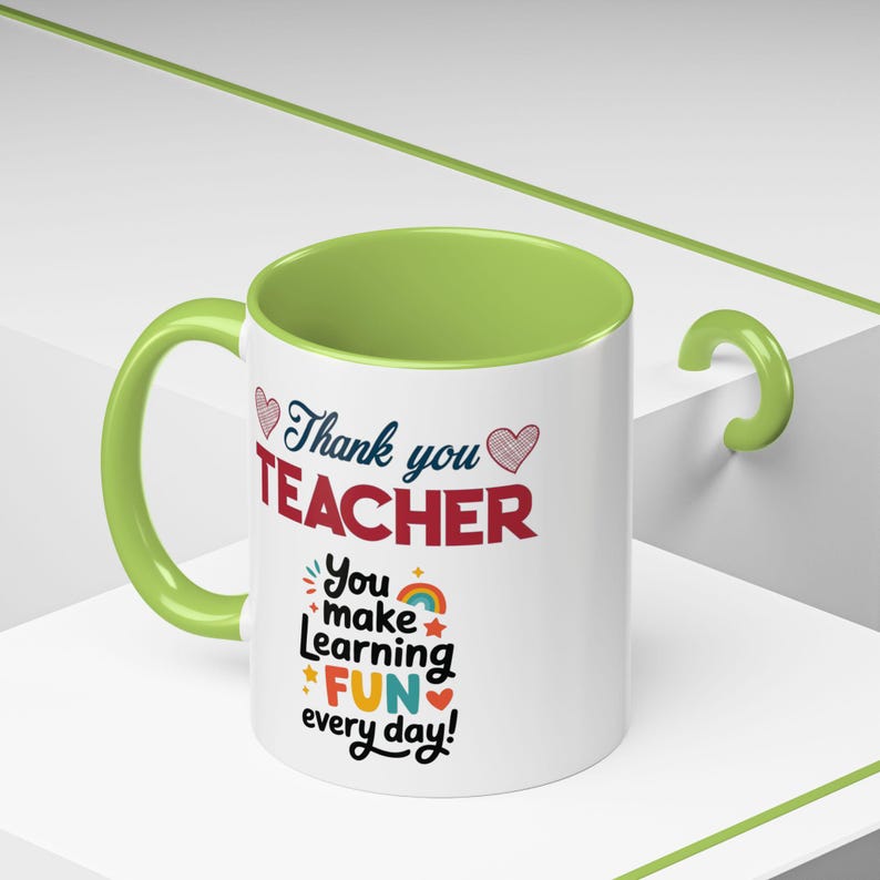 Thank You Teacher Mug | You Make Learning Fun Every Day Accent Coffee Cup image 18