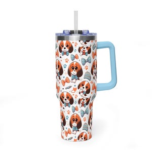 Beagle-Gesicht-Trinkbecher | 1,2-Liter-Edelstahl-Reisebecher mit Henkel Bild 9