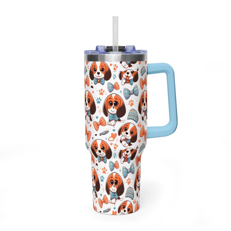 Beagle-Gesicht-Trinkbecher | 1,2-Liter-Edelstahl-Reisebecher mit Henkel Bild 9