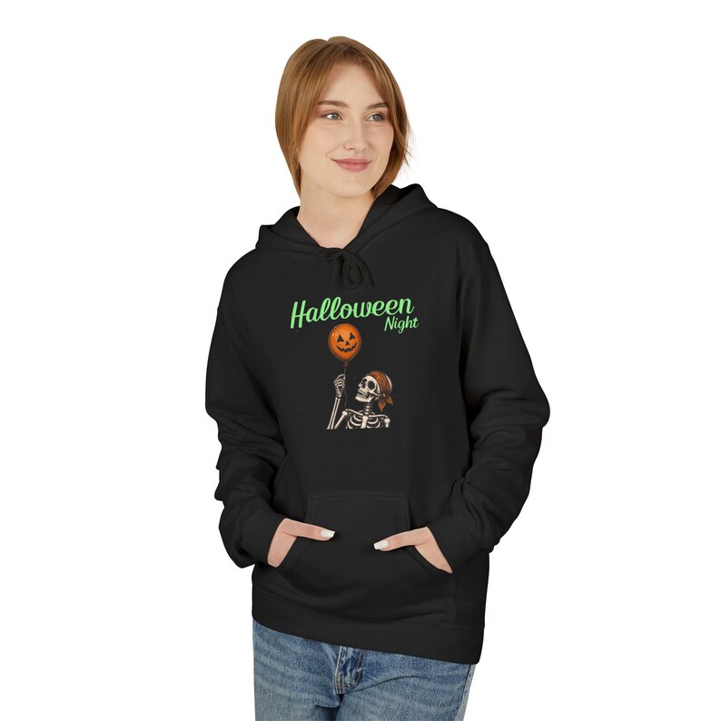 Sweat à capuche squelette citrouille d'Halloween | Motif couple fantôme et sourires au clair de lune image 9