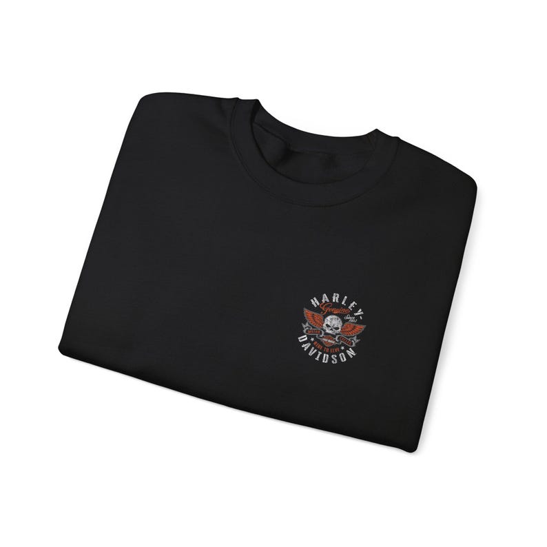 Raiders Skull Motorcycle with Wings Crewneck Sweatshirt | Harley Davidson Style image 8