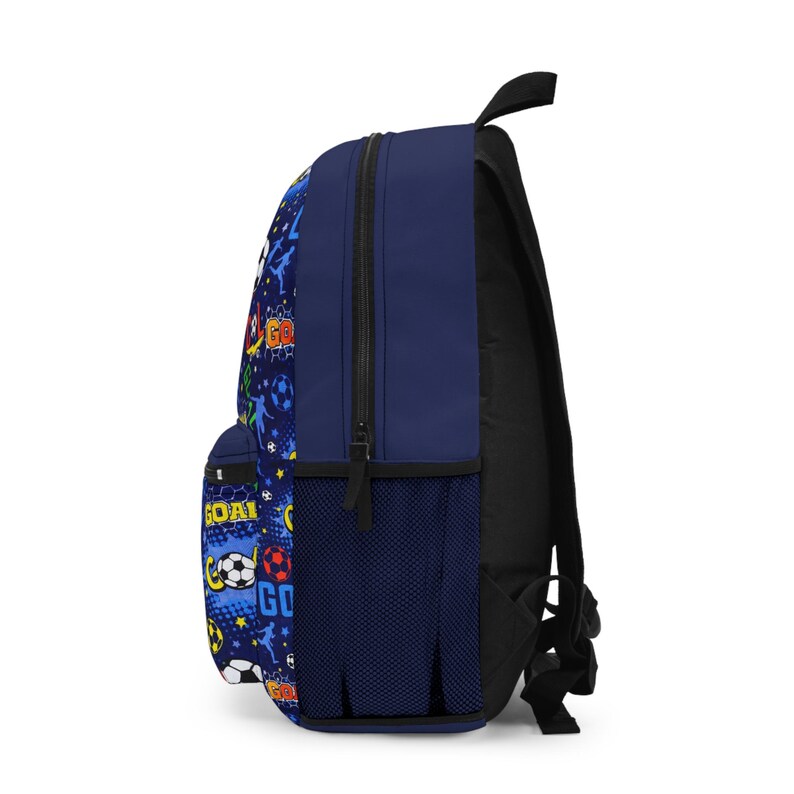 Personalized Name Accent Backpack Soccer Goal Pattern | Kids Football Print School Bag image 3