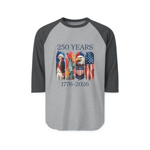 250 años 1776-2026 Camiseta raglán con motivos nativos americanos y bandera / Bicentenario Americana imagen 6