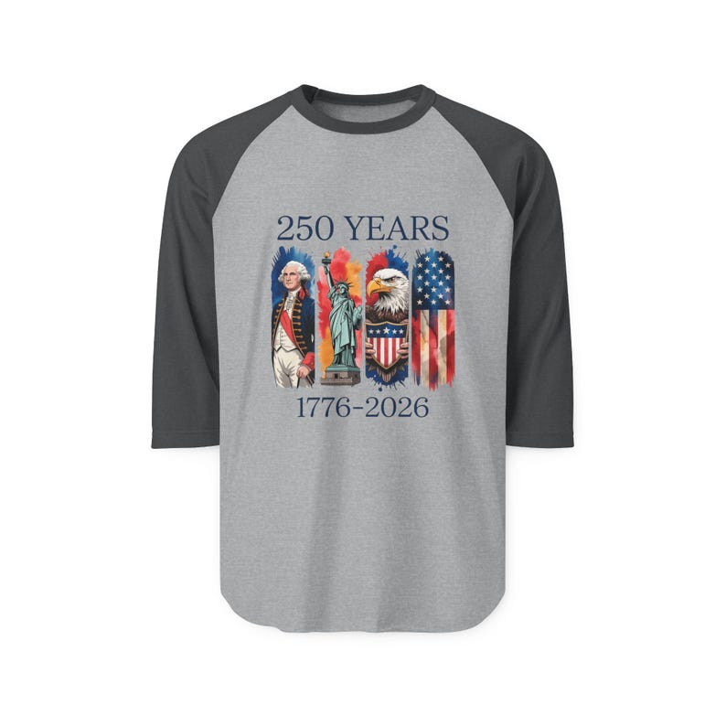 250 años 1776-2026 Camiseta raglán con motivos nativos americanos y bandera / Bicentenario Americana imagen 6