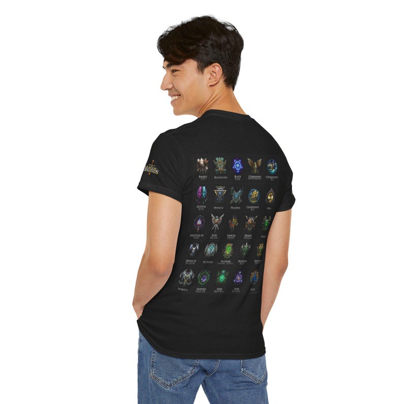 Jeu PC avec logo League of Legends Wild Rift | T-shirt imprimé emblèmes classés dans le dos image 14