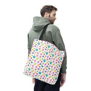Colorful Paw Print Tote Bag | Playful Pet Lover Accessory image 14