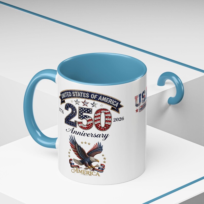 USA 250th Anniversary Eagle Coffee Mug | Patriotic 11oz 15oz Accent Mug image 19