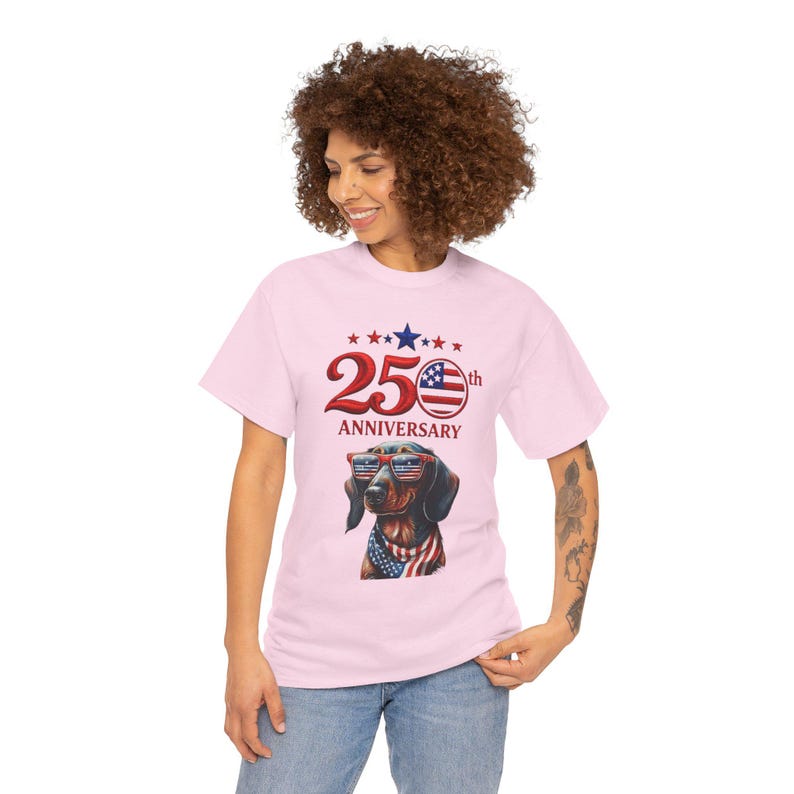 25th Anniversary Patriotic Dachshund T-Shirt | American Flag Dog image 13