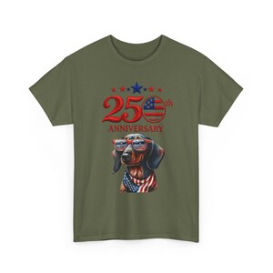 25th Anniversary Patriotic Dachshund T-Shirt | American Flag Dog image 5