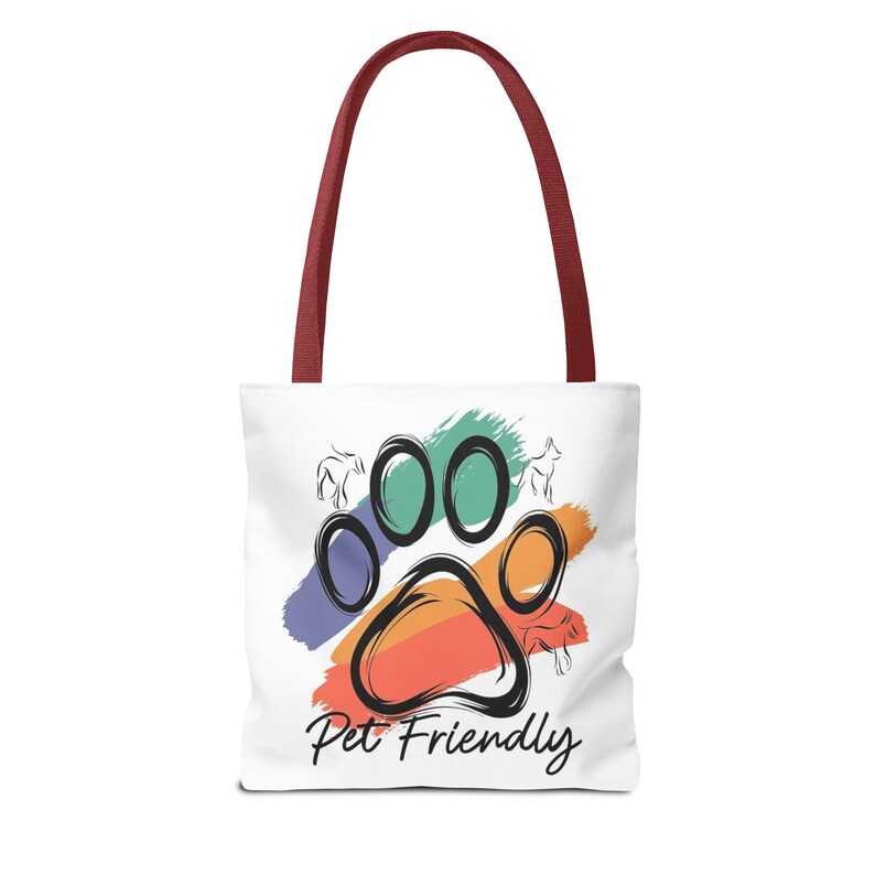 Colorful Paw Print Pet Friendly Tote Bag | Animal Lover Tote image 5