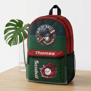 Play Ball Baseball Backpack | Personalized Name Sport School Bag image 3