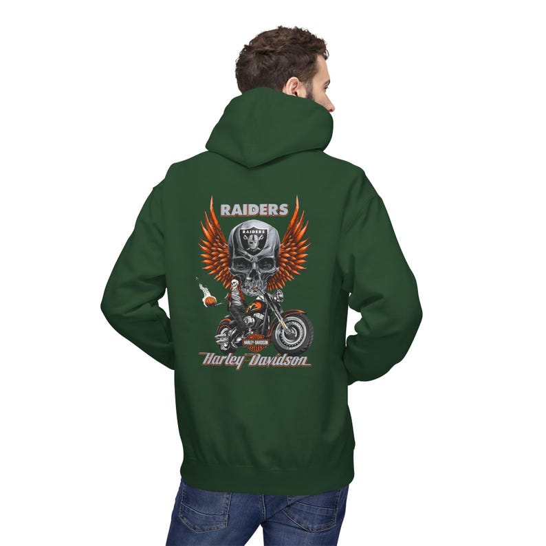 Harley Davidson fans Hoodie, motorcycle riders, vintage style | Biker Skull Floral Chest Graphic image 9