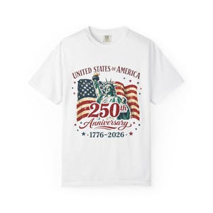 250th Anniversary Statue of Liberty American Flag T-shirt | July 4th Celebration image 2