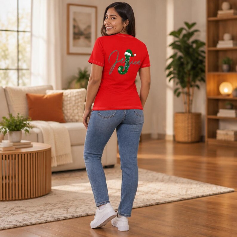 Camiseta navideña familiar / Camiseta roja y blanca personalizada con nombres personalizados imagen 15