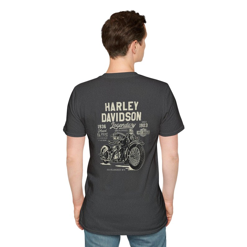 Harley Davidson Script Logo T-Shirt | Motorcycle Retro Tee image 6