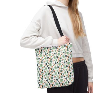 Tropical Toucan Leaves Tote Bag, All-Over Print Canvas Shoulder Bag image 6