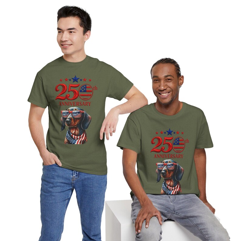 25th Anniversary Patriotic Dachshund T-Shirt | American Flag Dog image 19