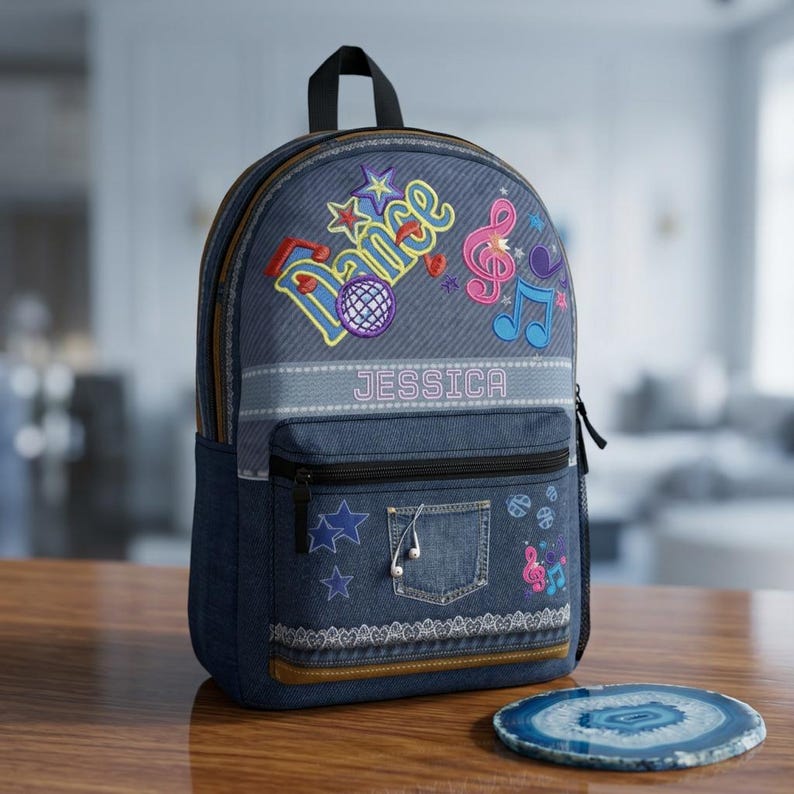 Personalisierter Tanz-Jeansrucksack | Bestickter Kinderrucksack mit Namen Bild 4