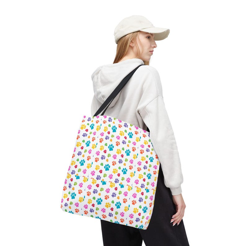 Colorful Paw Print Tote Bag | Playful Pet Lover Accessory image 13