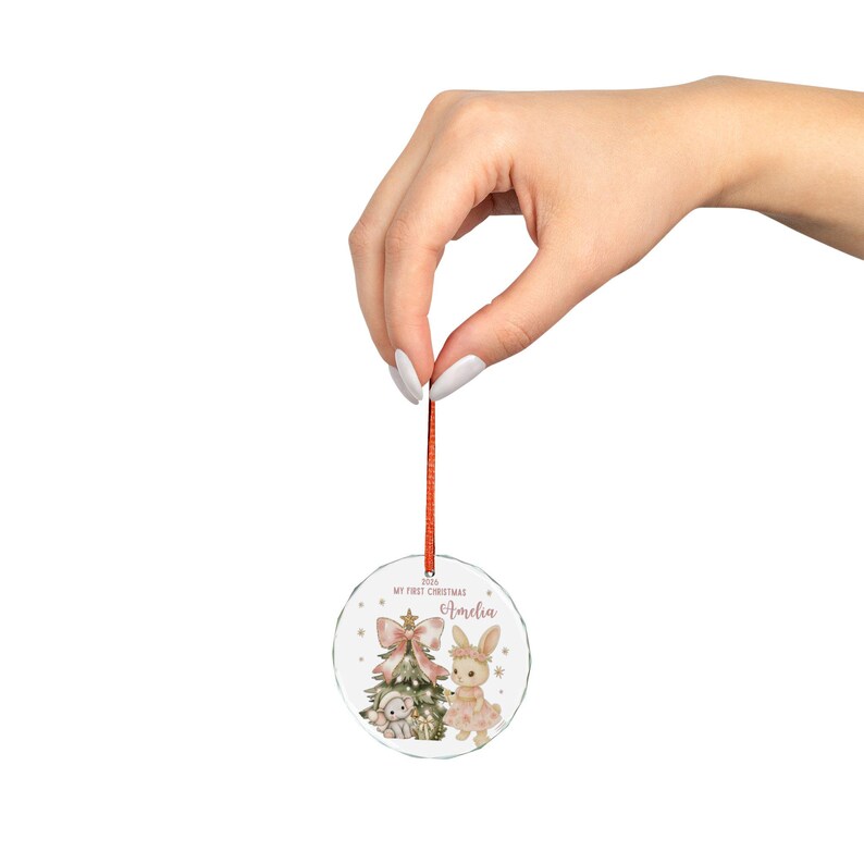 My First Christmas Bunny & Elephant Crystal Ornament | Adorable Holiday Decor image 6