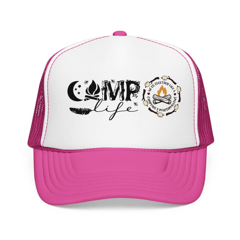 Camp Life Foam Trucker Hat | Camping Logo Mesh Cap image 12