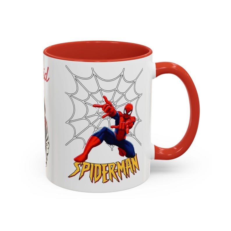 Caneca personalizada com o nome do Homem-Aranha, caneca decorativa para café (325ml, 445ml) | Ilustração de moletom do Homem-Aranha imagem 3