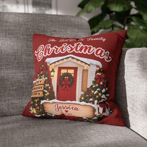 Personalized Holiday Cottage Pillowcase | Family Name Christmas Decor image 14