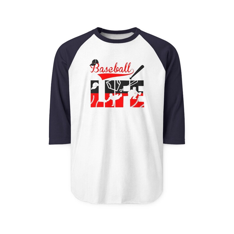 Camiseta raglán Baseball Life / Gráfico de bate y guante de béisbol imagen 14