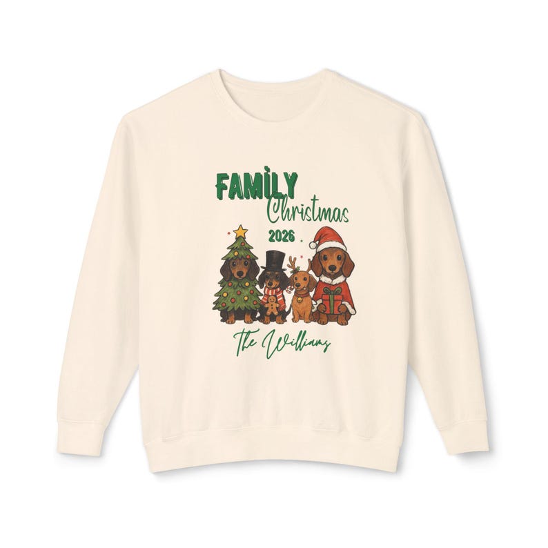 Personalisiertes Familien-Weihnachts-Sweatshirt 2026 | Hunde & Weihnachtsbaum Bild 14