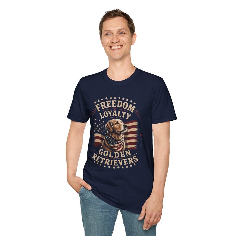 Freedom Loyalty Golden Retriever T-Shirt | American Flag Dog Tee image 12