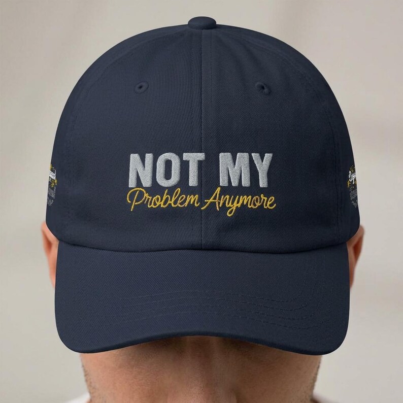 Pensioencadeau, Klassieke Dad Cap | Geborduurde pet met tekst: Not My Problem Anymore afbeelding 7