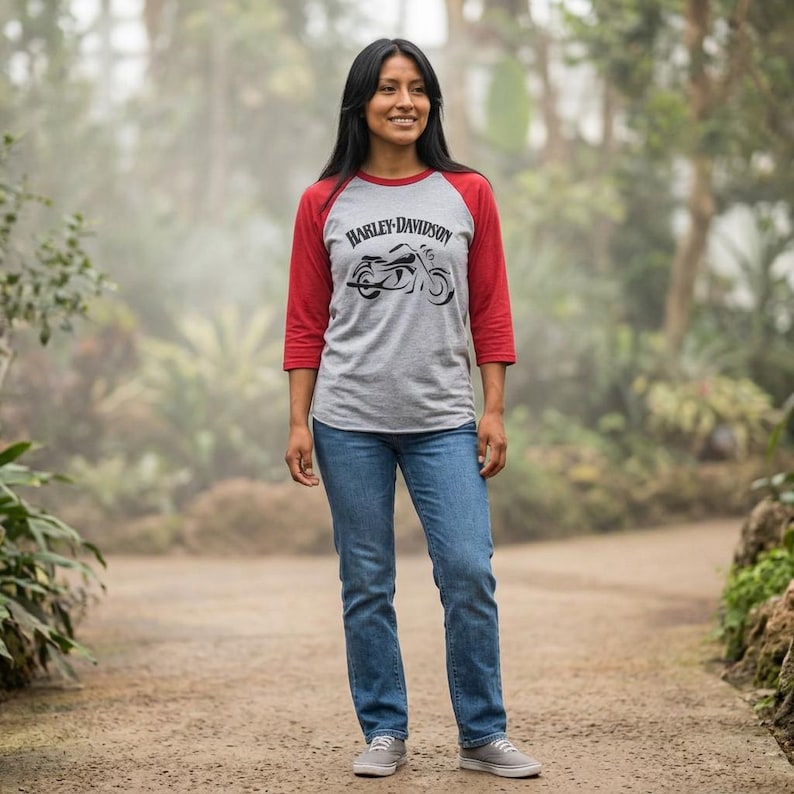 Harley-Davidson Funs Motorcycle Raglan Shirt | Vintage Bike Tee image 4