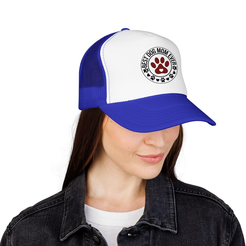 Best Dog Mom Ever paw print Foam Trucker Hat | Dog Lover trucker cap image 19