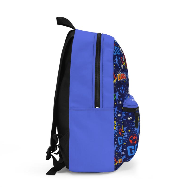 Personalized Name Accent Backpack Soccer Goal Pattern | Kids Football Print School Bag image 3
