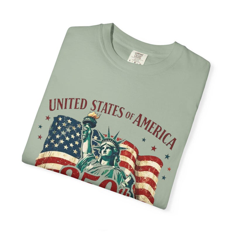 250th Anniversary Statue of Liberty American Flag T-shirt | July 4th Celebration image 12