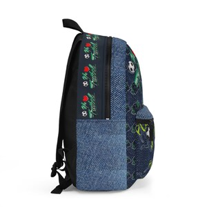 Personalisierter Fußball-Rucksack mit Denim-Muster, Fußball-Design Bild 2