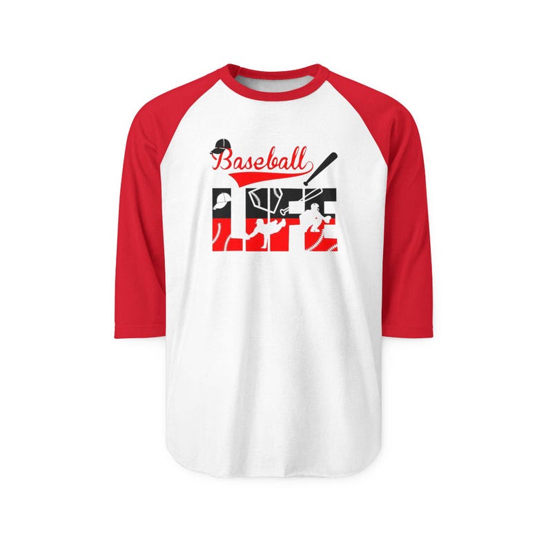 Camiseta raglán Baseball Life / Gráfico de bate y guante de béisbol imagen 1