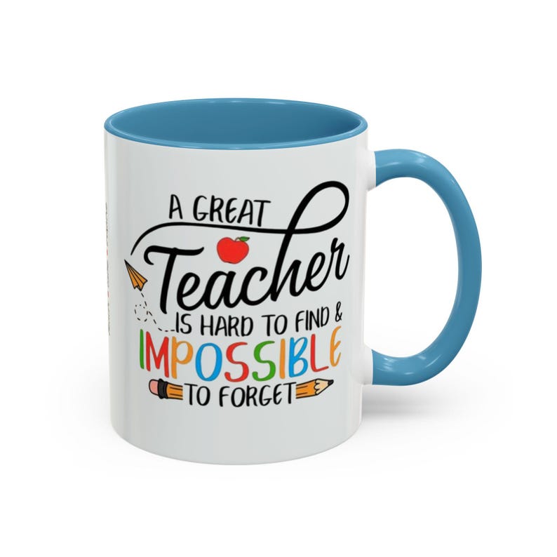 Un buen profesor es difícil de encontrar, imposible de olvidar. Taza de café/taza decorativa (325/444 ml) imagen 1