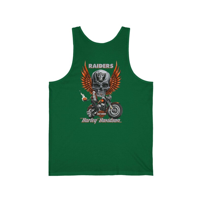 Unisex Harley Davidson fans Tank,Raiders Skull with Wings Motorcycle | Biker Racing Tank Top image 13
