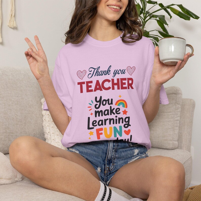 Teacher Appreciation T-Shirt | You Make Learning Fun, Garment-Dyed Cotton Tee image 6