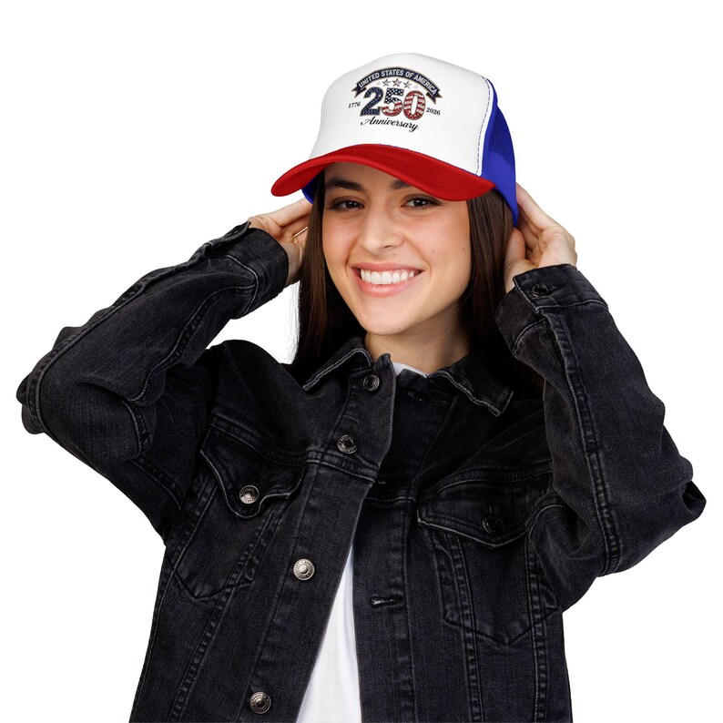 Casquette trucker 250e 250e anniversaire des États-Unis | 1776-2026 Chapeau patriotique en mousse image 17