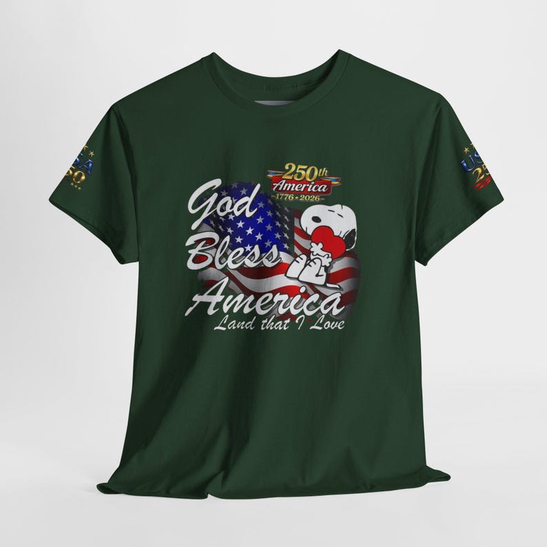USA 250th Anniversary God Bless America Tee | Patriotic Flag Eagle image 13