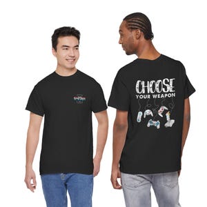 Gamer Retro Controller Tee | Choose Your Weapon Graphic T-Shirt image 2