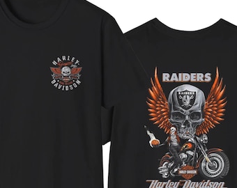 Vintage Harley Davidson Skull Graphic T-Shirt | Biker Helmet Chest Print
