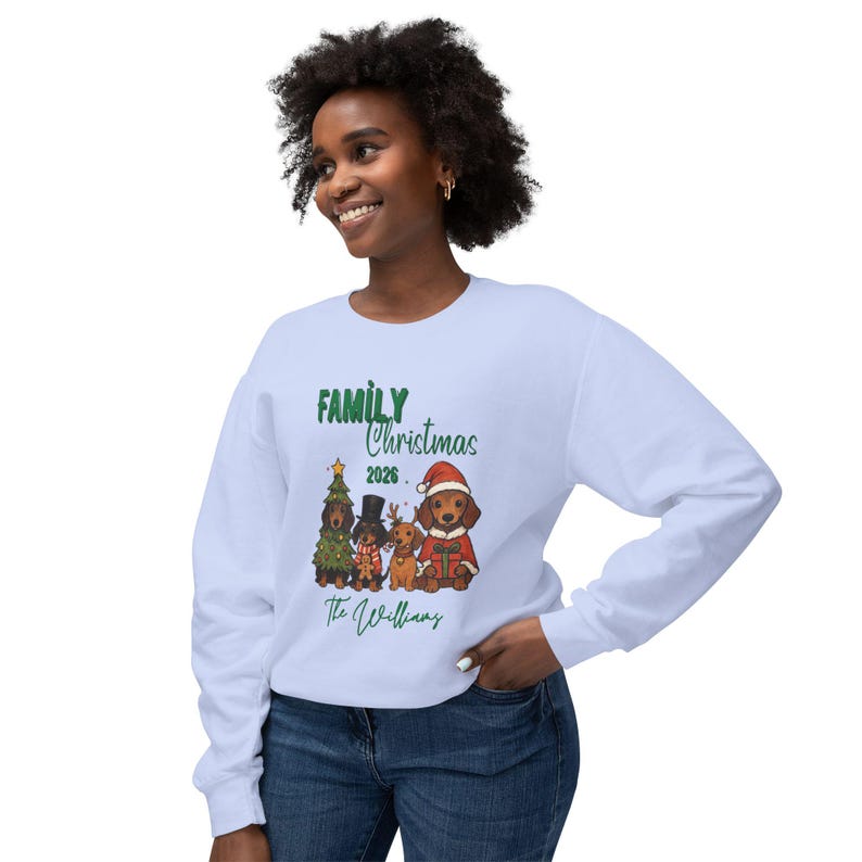 Personalisiertes Familien-Weihnachts-Sweatshirt 2026 | Hunde & Weihnachtsbaum Bild 11