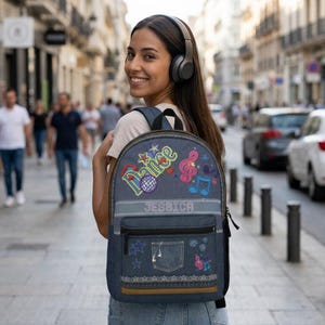 Personalisierter Tanz-Jeansrucksack | Bestickter Kinderrucksack mit Namen Bild 3