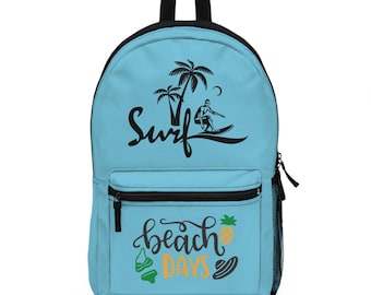Surf Palm Tree Design Backpack | Beach Days Pineapple Surfing Print