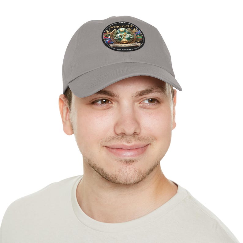 World Cup 2026 Soccer Ball Leather Patch Dad Hat | Round Patch Cap image 18