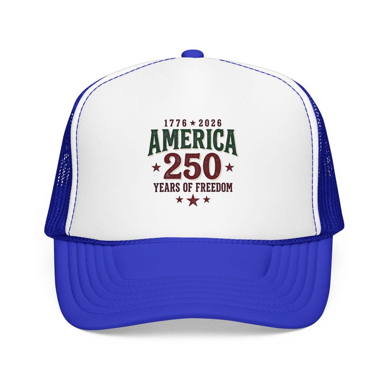 Czapka z pianki America 250 Trucker | Patriotyczna, zabytkowa uroczystość USA zdjęcie 9